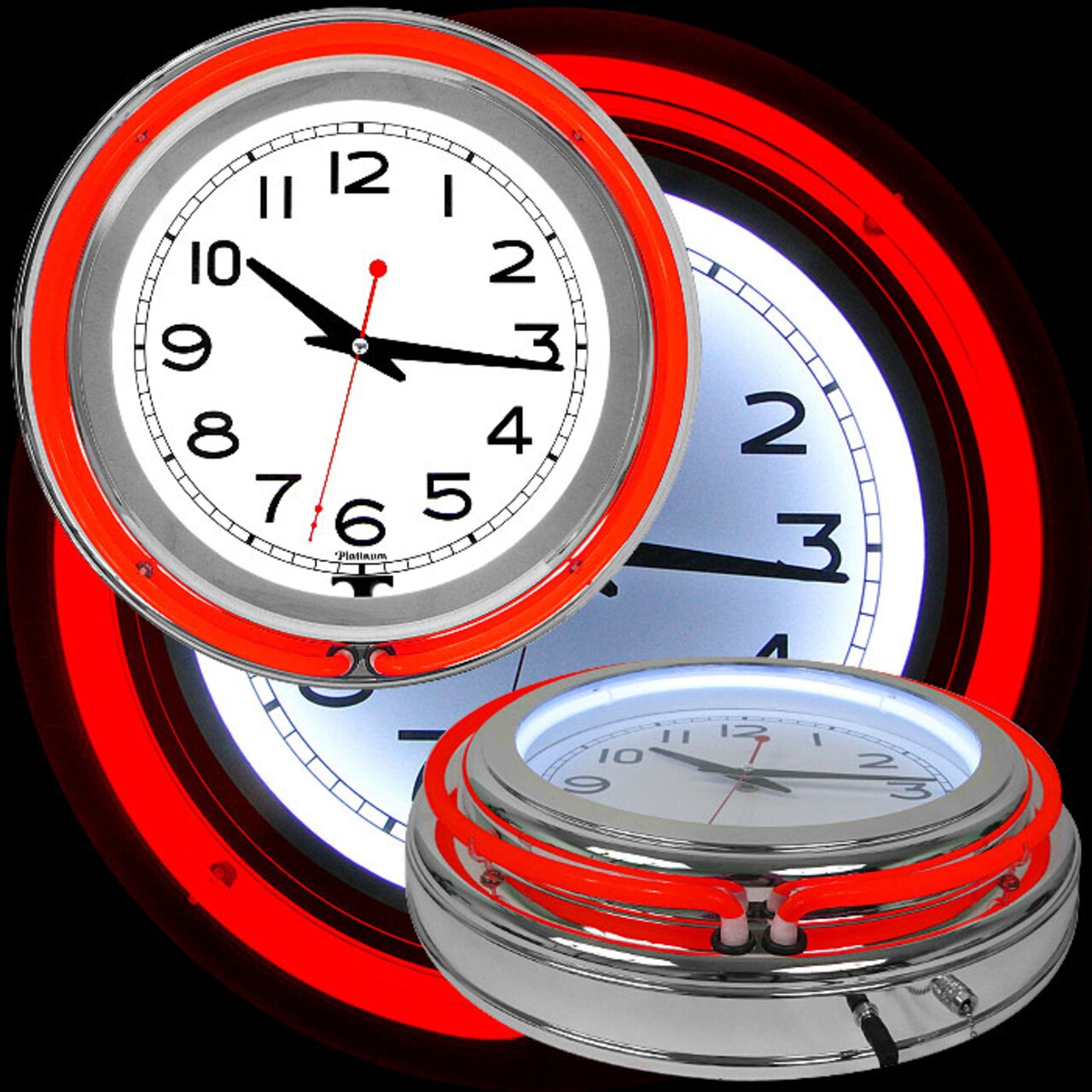 Trademark 14 Inch Double Ring Neon Clock Red Outer and White Inner Ring